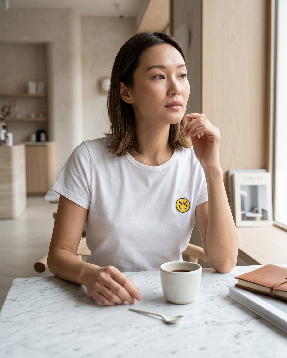 Smiley T-Shirt in White by Color Your Life – view 2