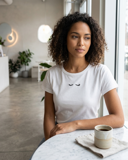 Eyelashes T-Shirt in White by Color Your Life