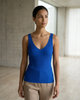 Basic V Neck Top in Blue by Paola Pellini
