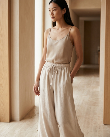 Linen Pants in Beige by Color Your Life