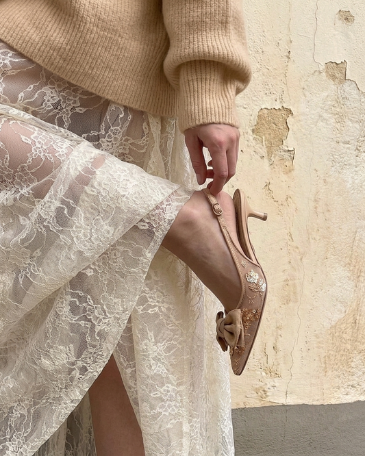Mesh Sling Back in Camel