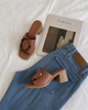 Nappa Heeled Mule in Chestnut