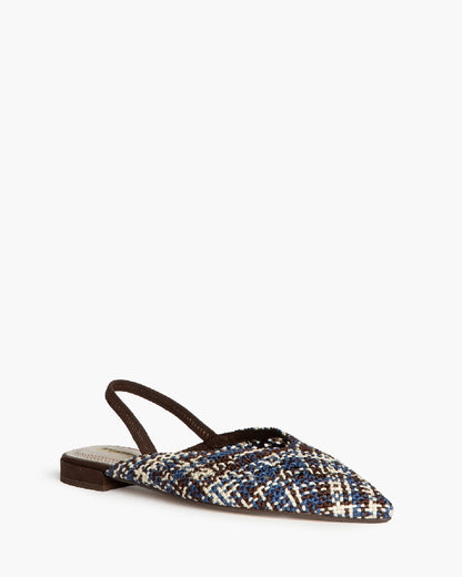 BRAIDED FLATS IN BROWN, BLUE AND WHITE