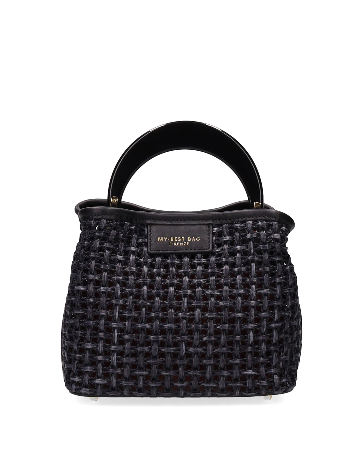 TOP HANDLE BAG IN STRAW BLACK