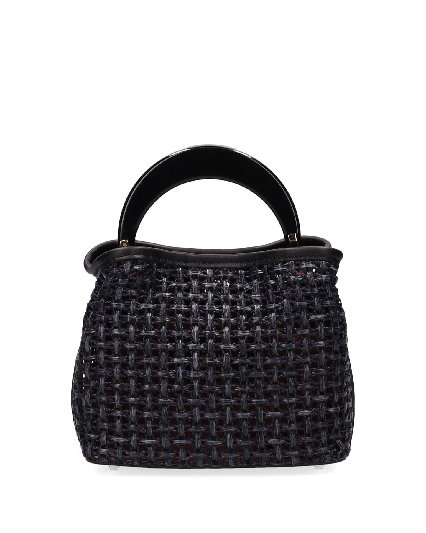 TOP HANDLE BAG IN STRAW BLACK