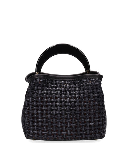 TOP HANDLE BAG IN STRAW BLACK