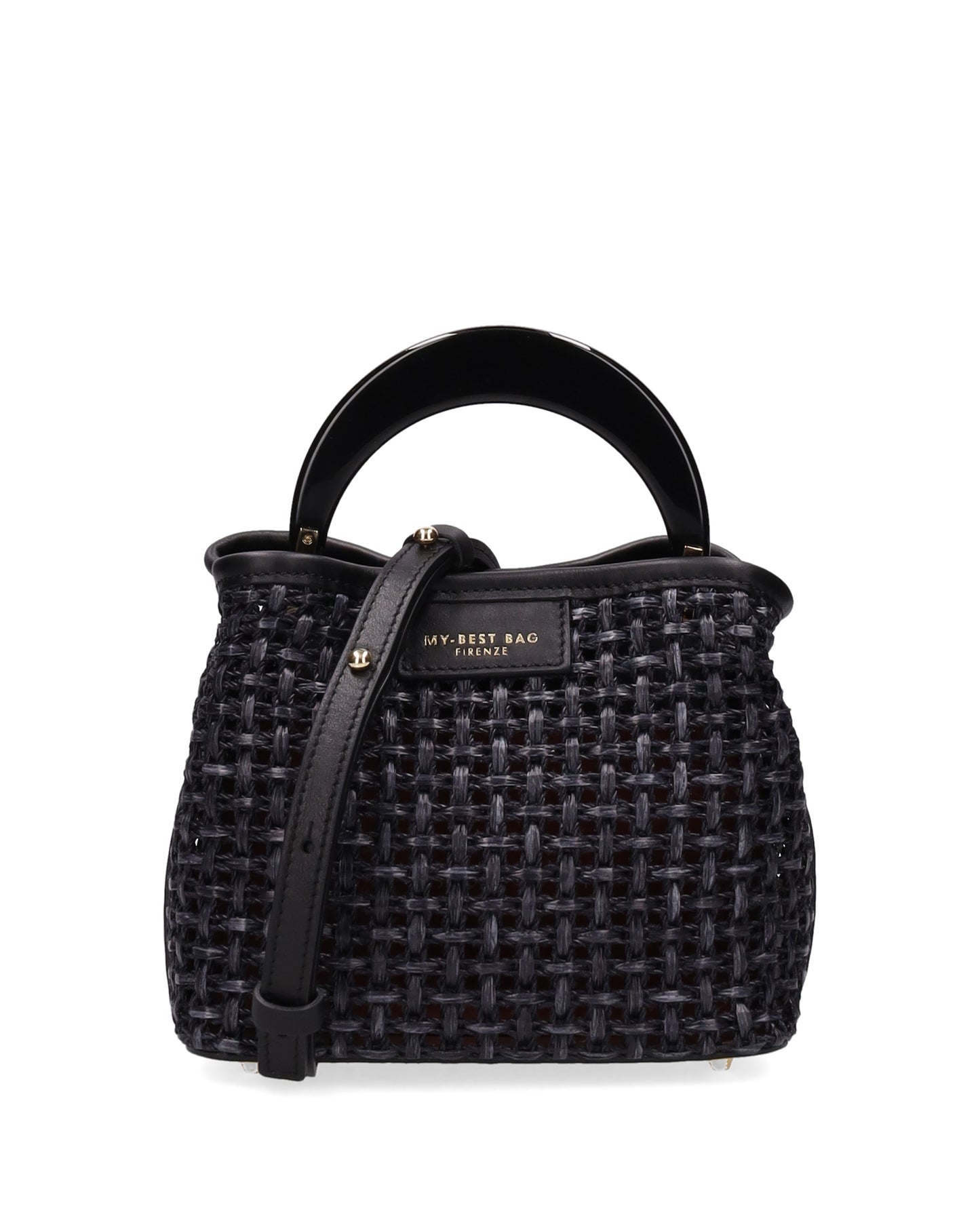 TOP HANDLE BAG IN STRAW BLACK