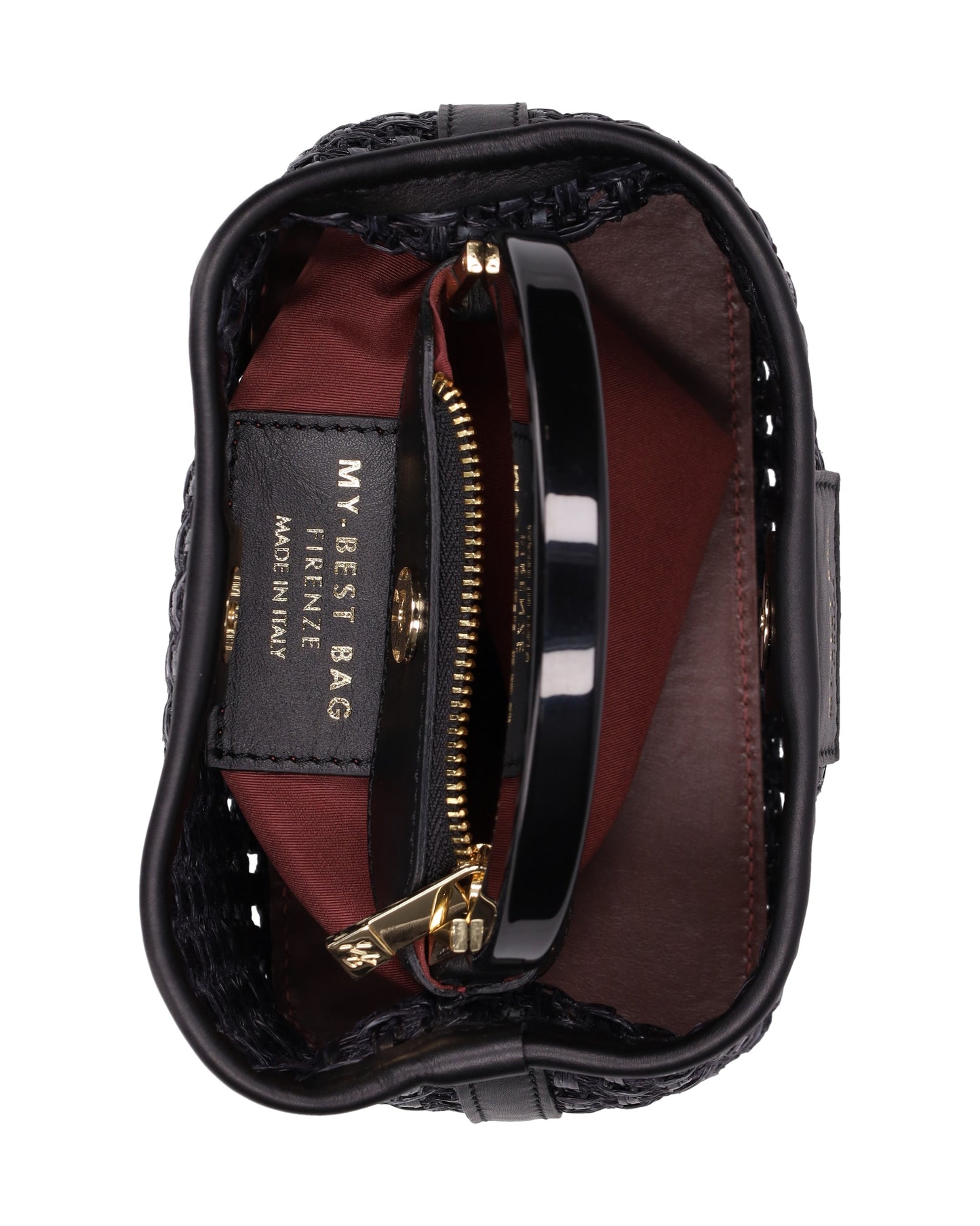 TOP HANDLE BAG IN STRAW BLACK