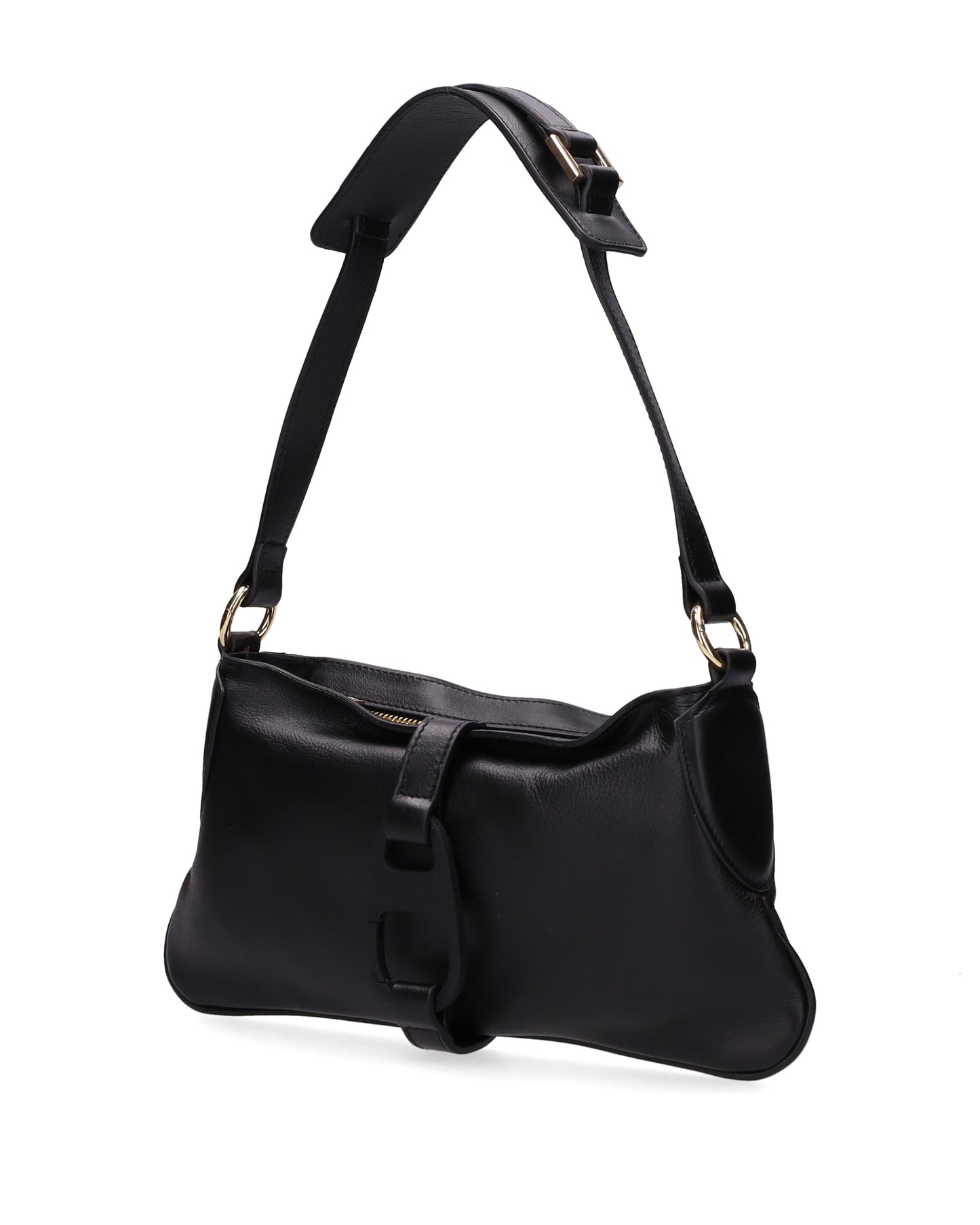 LEATHER SHOULDER BAG IN BLACK