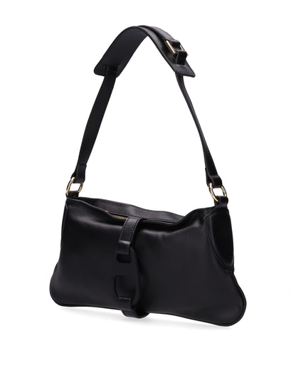 LEATHER SHOULDER BAG IN BLACK