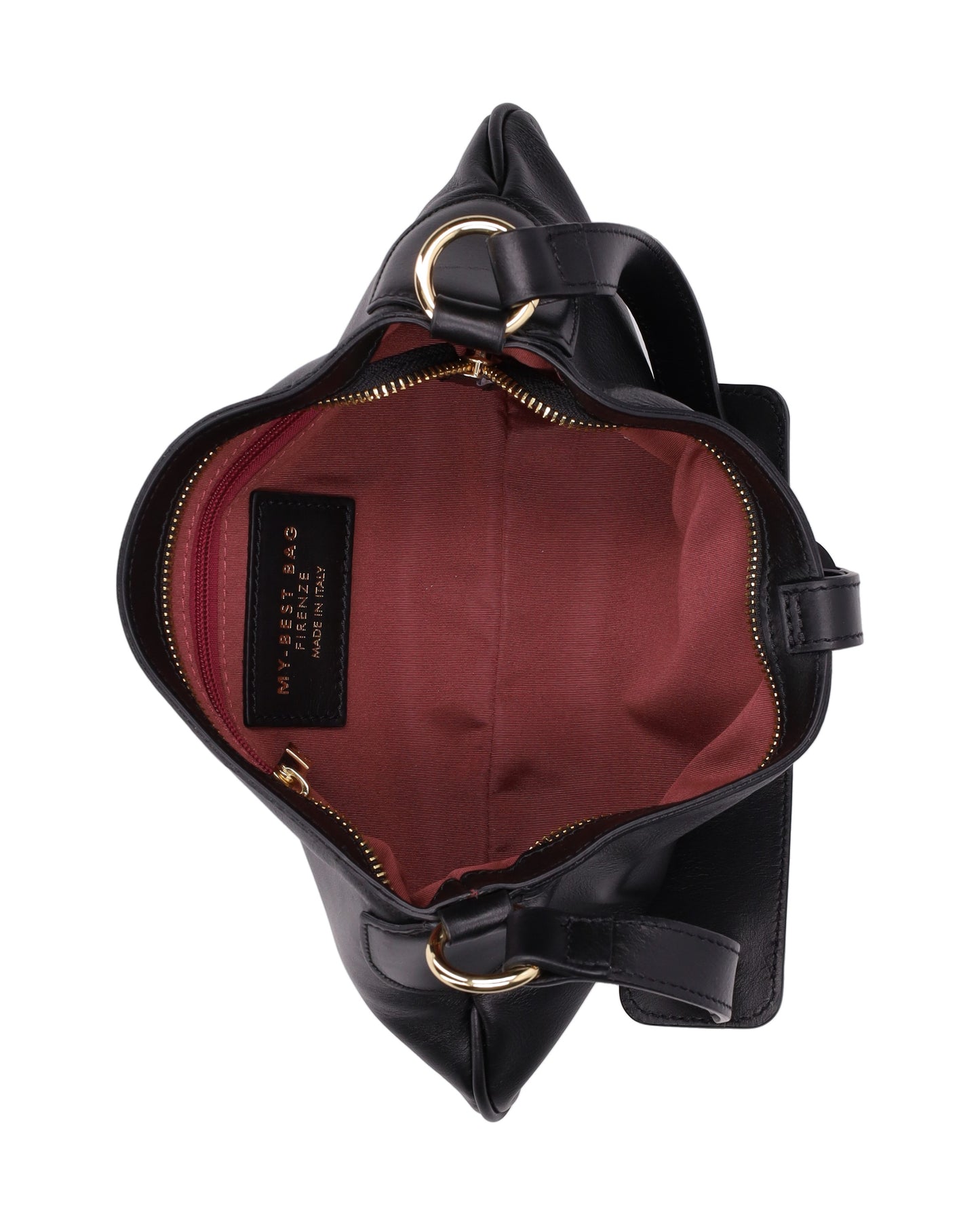 LEATHER SHOULDER BAG IN BLACK