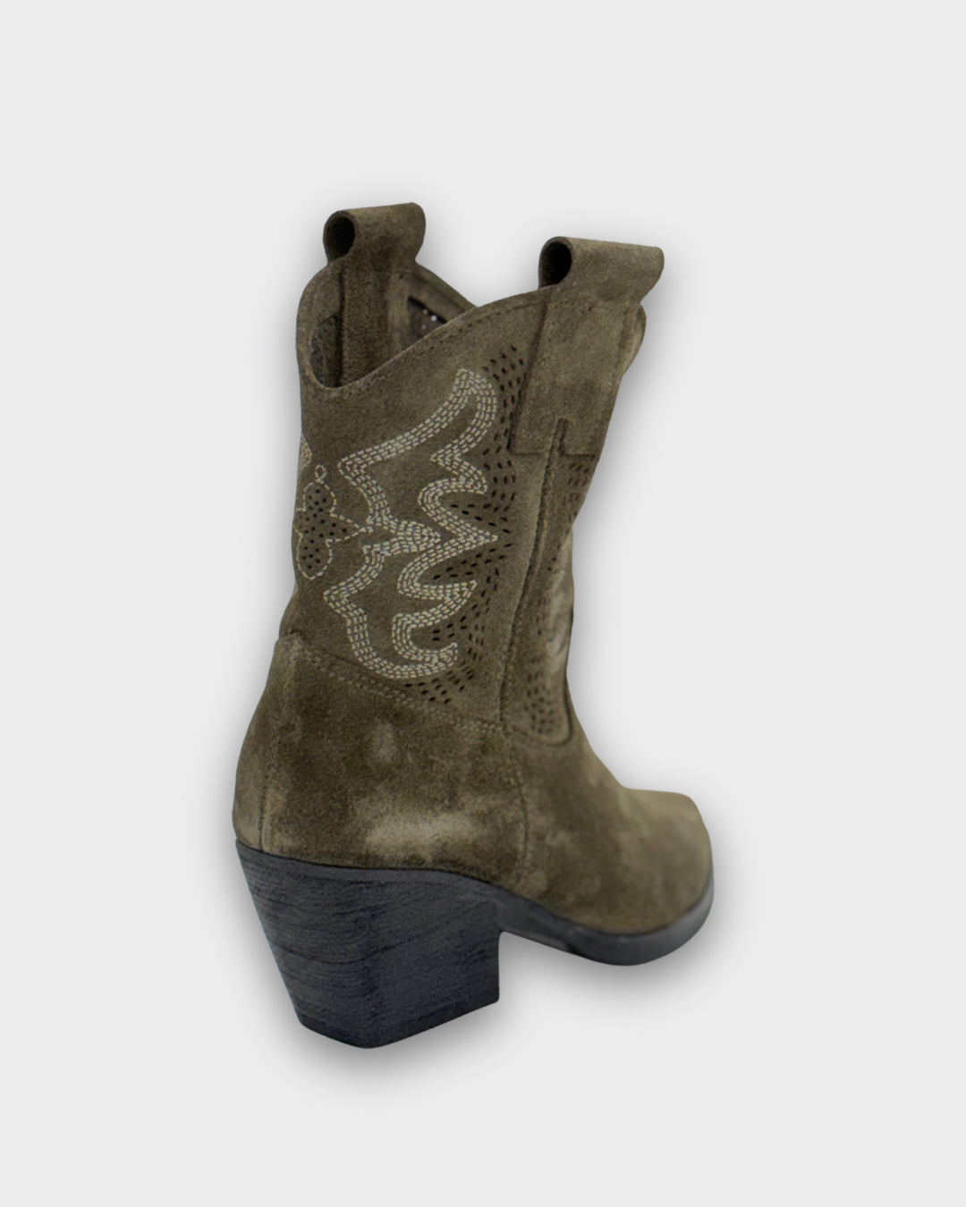 SUEDE ANKLE TEXAS BOOTS IN GREEN