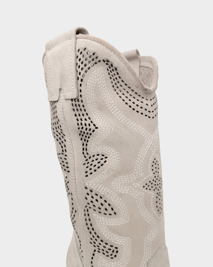 SUEDE MID-CALF TEXAS BOOTS IN LIGHT GREY