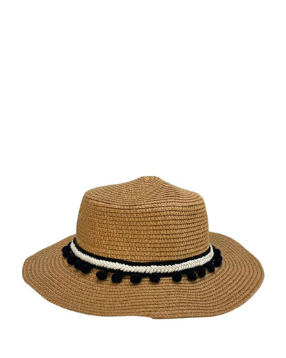 POMPOM HANDMADE STRAW HAT