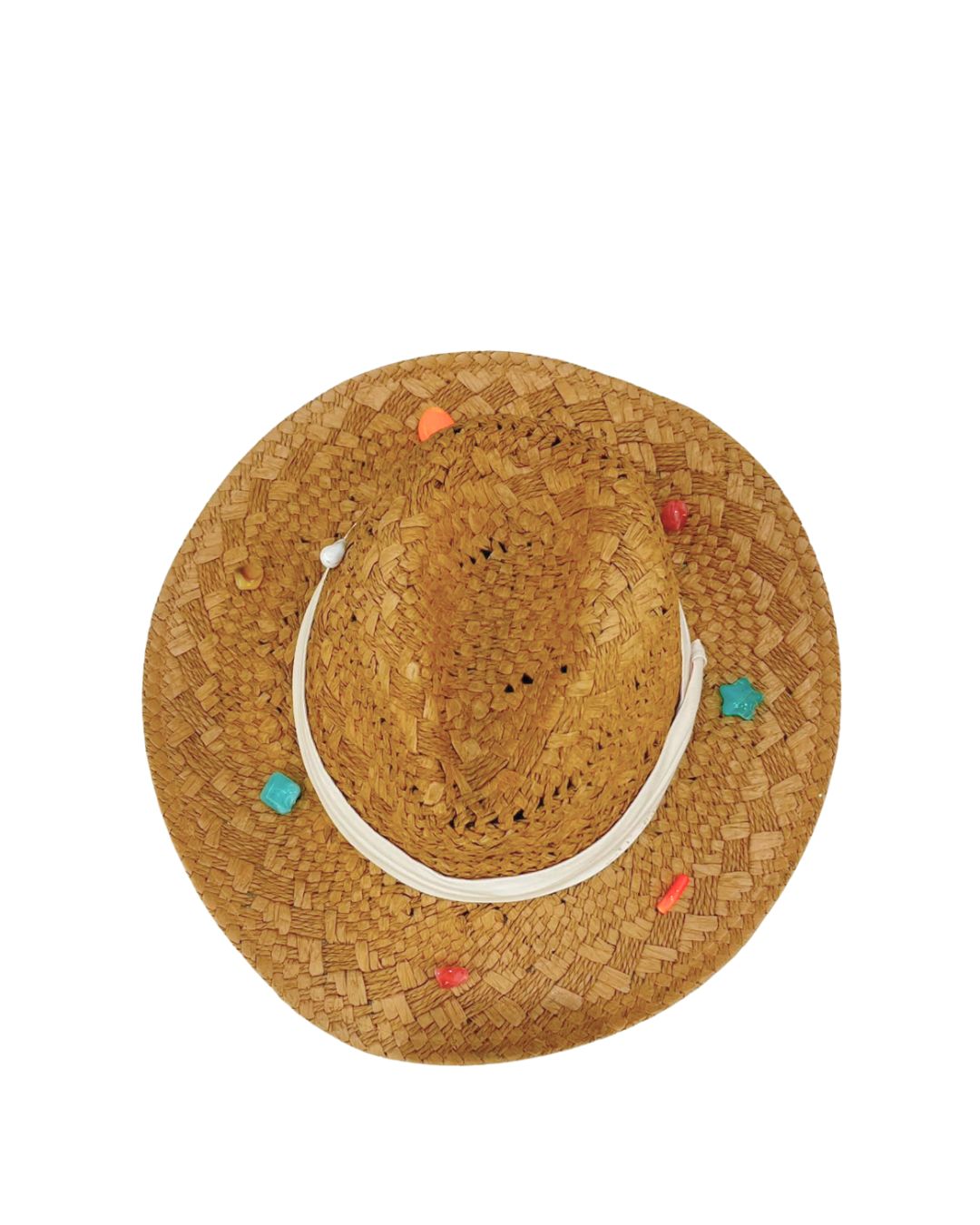 BEADED  HANDMADE STRAW HAT