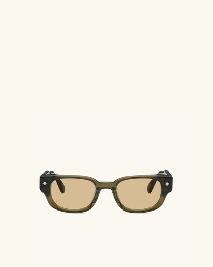 À Tout Jamais - MILITARY GREEN & 18K GOLD/BRONZE-Rectangular Frame Sunglasses-LUNETTERIE GÉNÉRALE- Pointure.AE