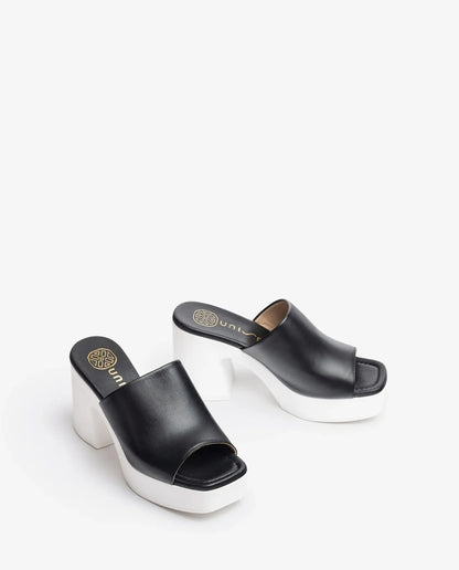 BLACK AND WHITE SLIP ON MULE-Mules-UNISA- Pointure.AE