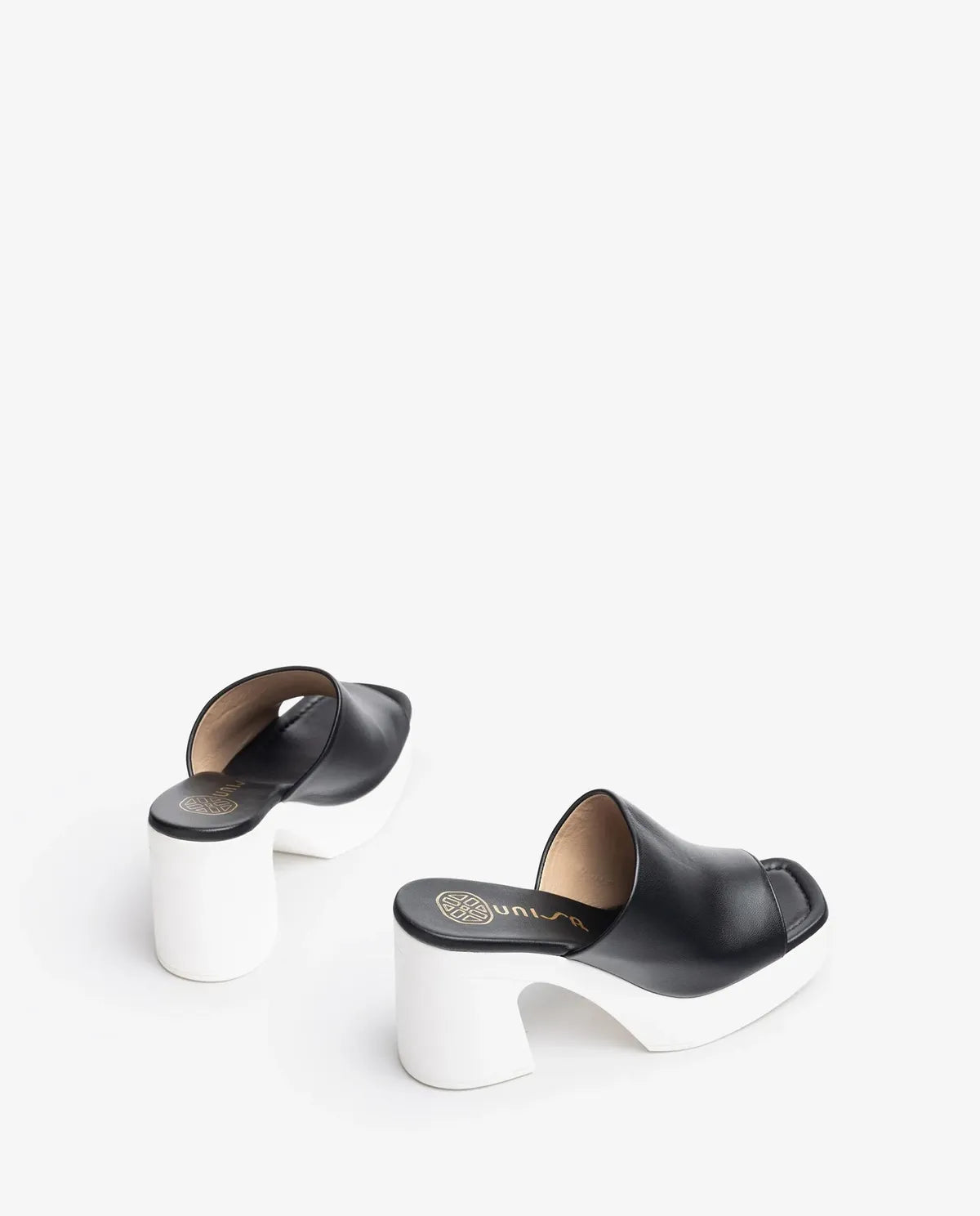 BLACK AND WHITE SLIP ON MULE-Mules-UNISA- Pointure.AE