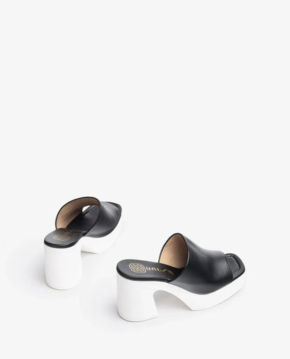 BLACK AND WHITE SLIP ON MULE-Mules-UNISA- Pointure.AE
