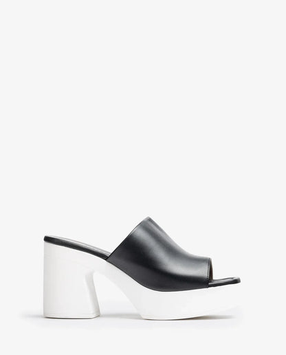 BLACK AND WHITE SLIP ON MULE-Mules-UNISA- Pointure.AE