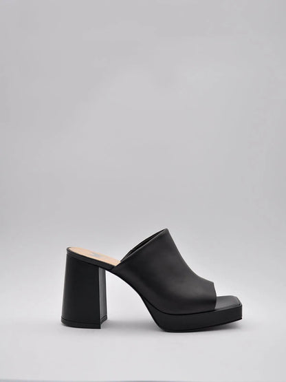BLACK HIGH WIDE HEEL-Mules-MAGA MILANO- Pointure.AE