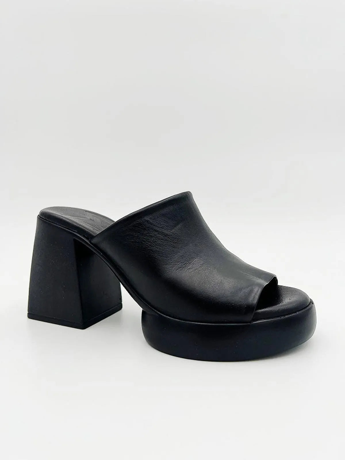 BLOCK HEEL BLACK MULE-Mules-MAGA MILANO- Pointure.AE