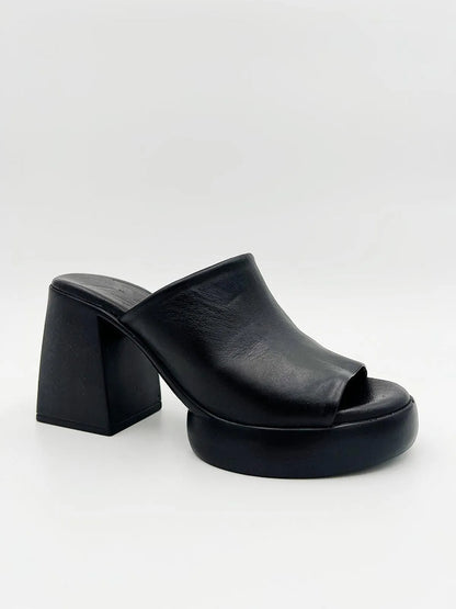 BLOCK HEEL BLACK MULE-Mules-MAGA MILANO- Pointure.AE