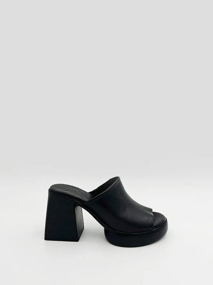 BLOCK HEEL BLACK MULE-Mules-MAGA MILANO- Pointure.AE