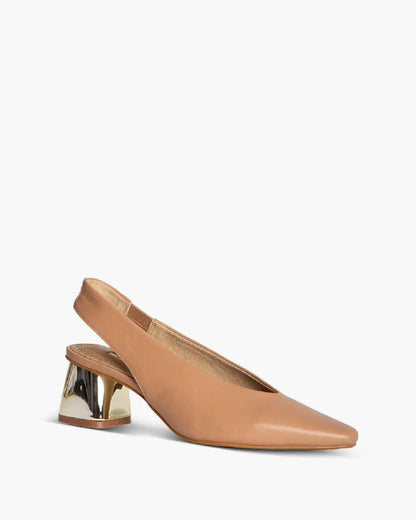 BLOCK HEEL SLINGBACK IN BEIGE-Sling Backs-CORINA- Pointure.AE