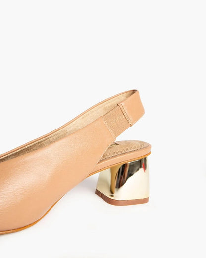 BLOCK HEEL SLINGBACK IN BEIGE-Sling Backs-CORINA- Pointure.AE