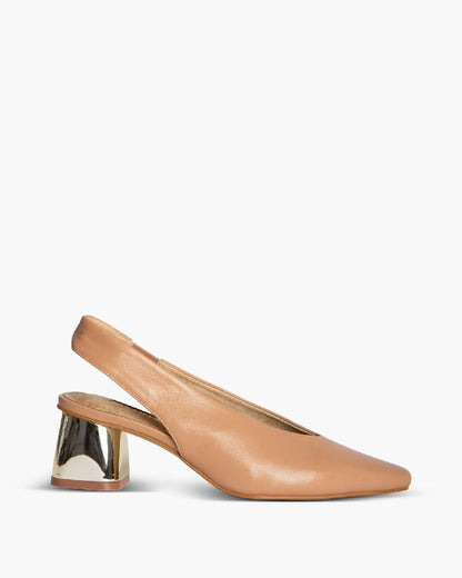 BLOCK HEEL SLINGBACK IN BEIGE-Sling Backs-CORINA- Pointure.AE