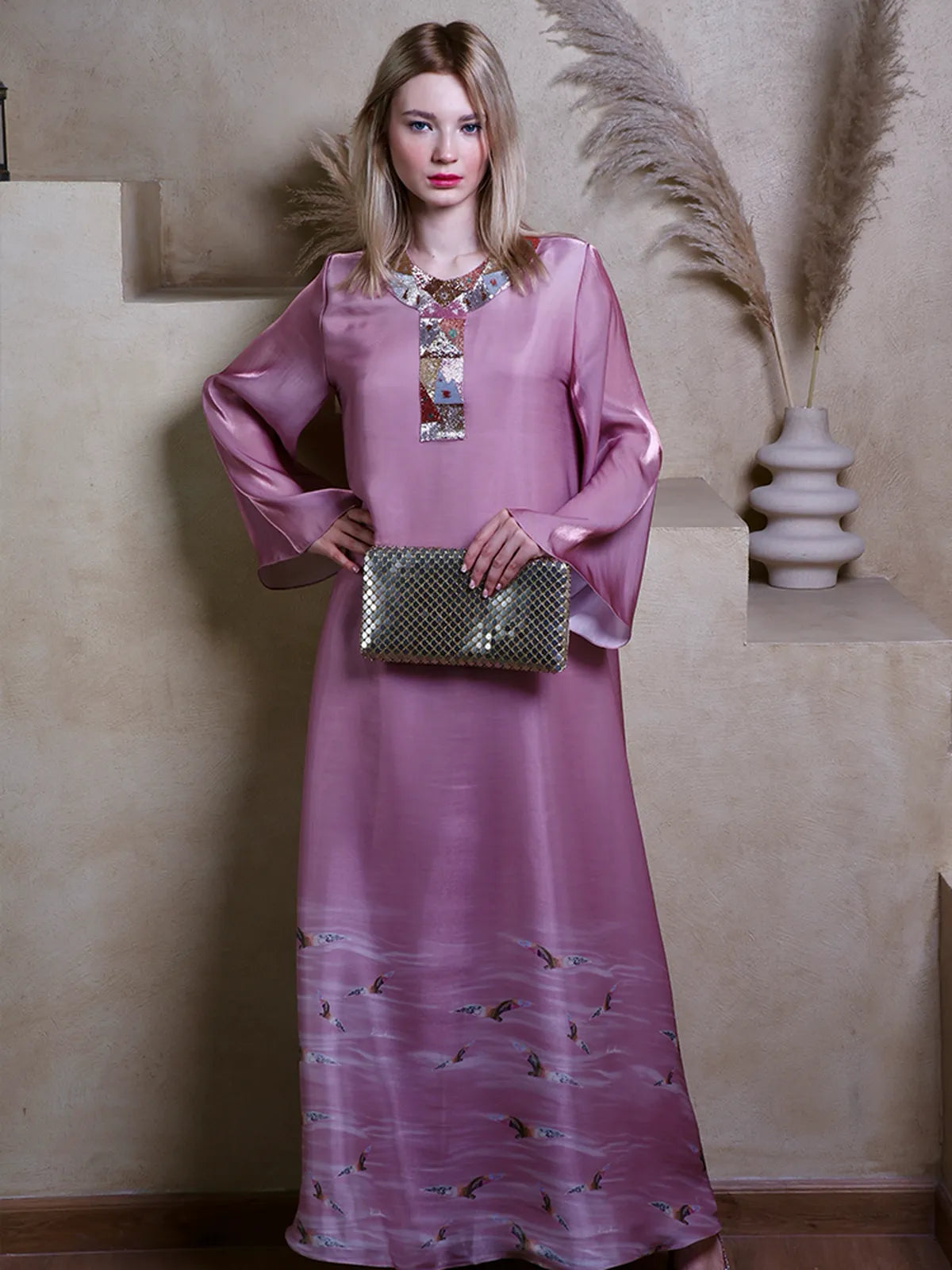Blush Seagull Kaftan-Abayas-KURUNKOO- Pointure.AE