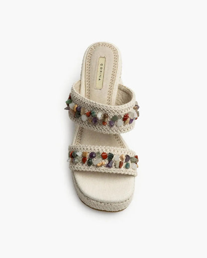 BRAIDED WEDGE IN BEIGE-Wedges-CORINA- Pointure.AE