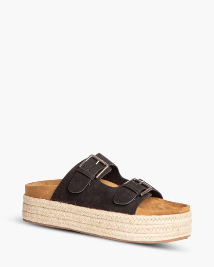 BUCKLED WEDGE MULE IN BLACK-Wedges-CORINA- Pointure.AE