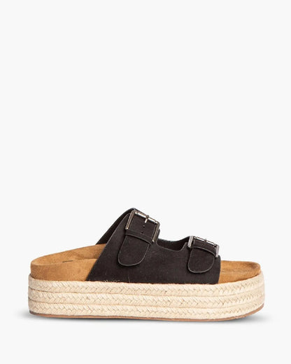BUCKLED WEDGE MULE IN BLACK-Wedges-CORINA- Pointure.AE