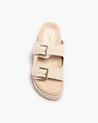 BUCKLED WEDGE MULE IN NATURAL-Wedges-CORINA- Pointure.AE