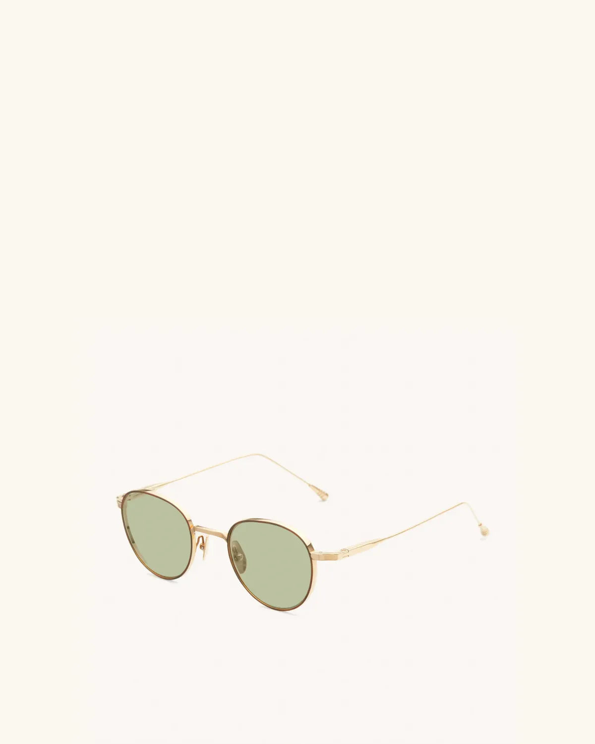 Café Racer - 14K GOLD/GREEN G13-Round Frame Sunglasses-LUNETTERIE GÉNÉRALE- Pointure.AE