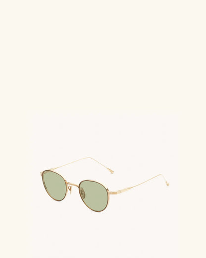 Café Racer - 14K GOLD/GREEN G13-Round Frame Sunglasses-LUNETTERIE GÉNÉRALE- Pointure.AE