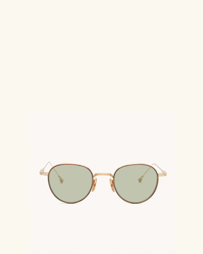 Café Racer - 14K GOLD/GREEN G13-Round Frame Sunglasses-LUNETTERIE GÉNÉRALE- Pointure.AE