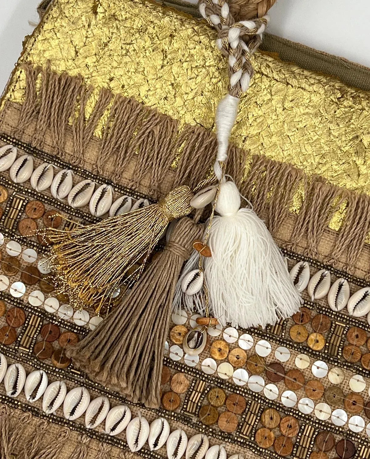 EMBELISHED JUTE BAG-Top Handle Bags-ALEX MAX- Pointure.AE