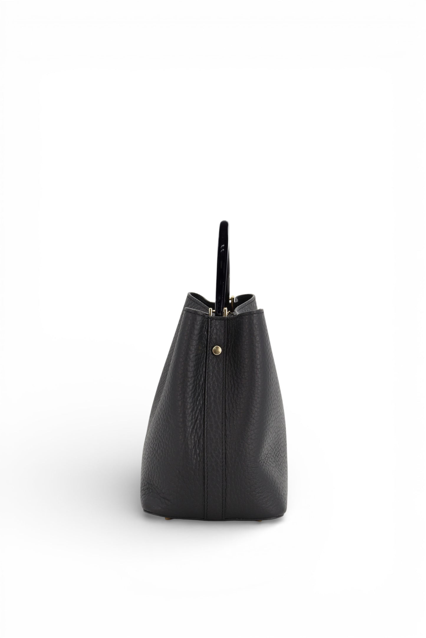 LEATHER TOP HANDLE BAG IN BLACK