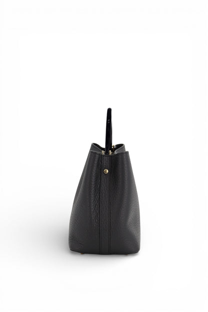 LEATHER TOP HANDLE BAG IN BLACK