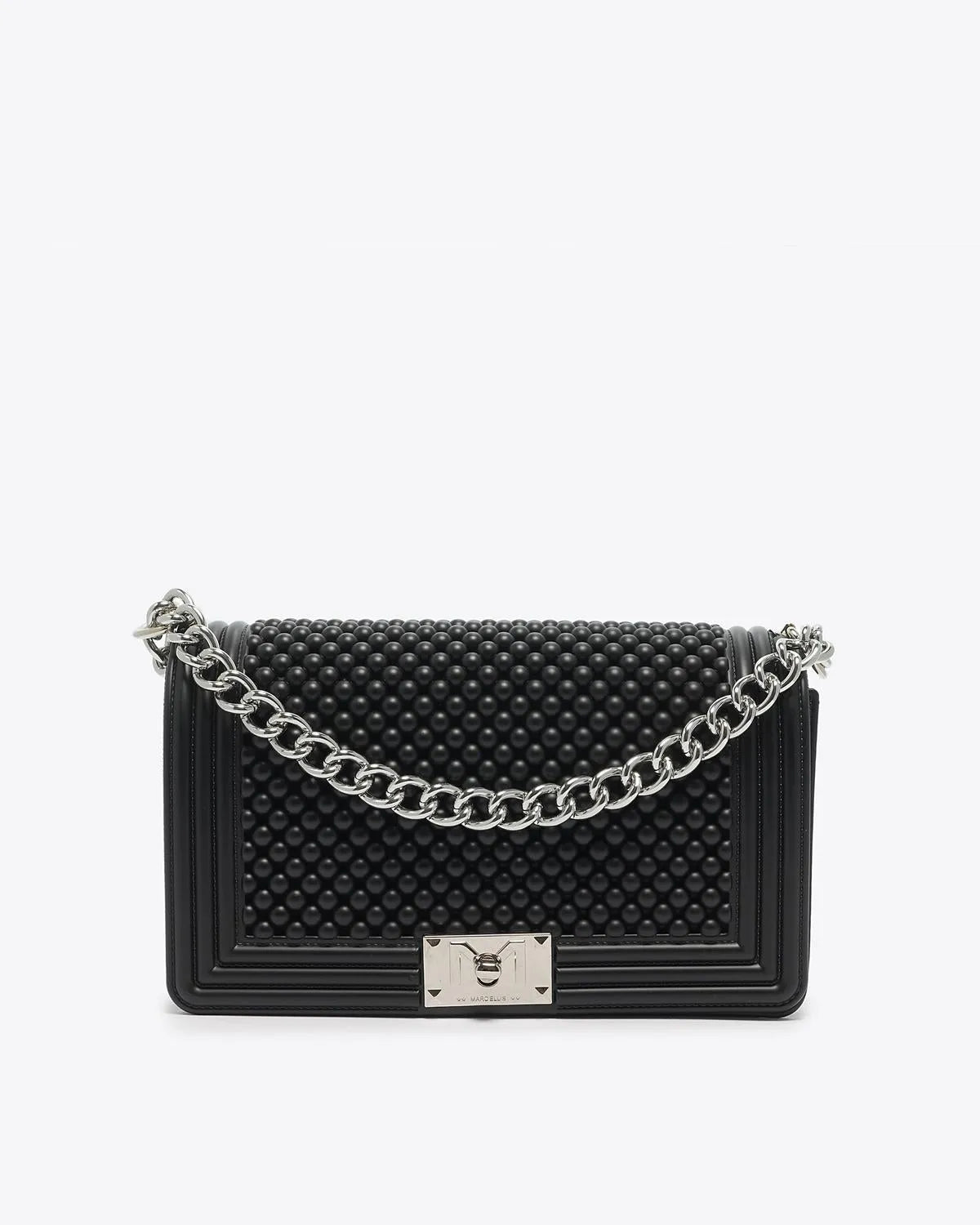 FLAT M BALL IN BLACK AND SILVER-Cross-Body Bags-MARC ELLIS- Pointure.AE