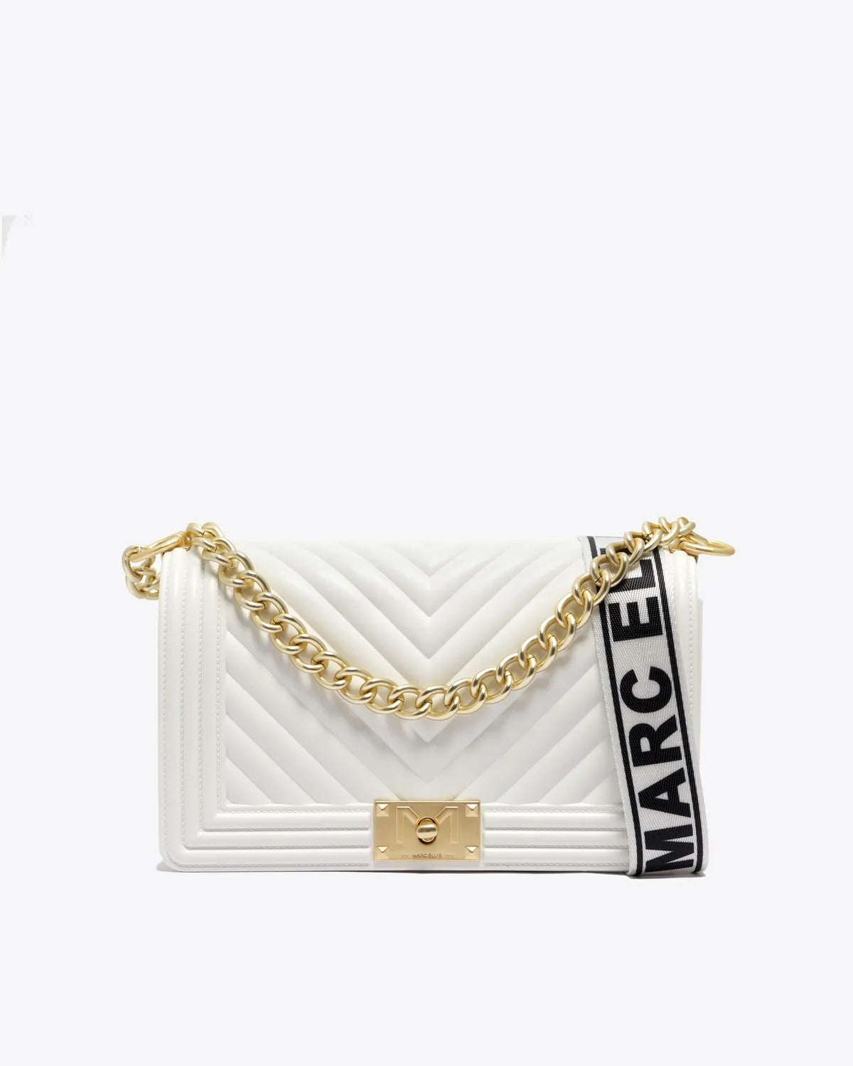 FLAT M IN WHITE AND GOLD-Cross-Body Bags-MARC ELLIS- Pointure.AE