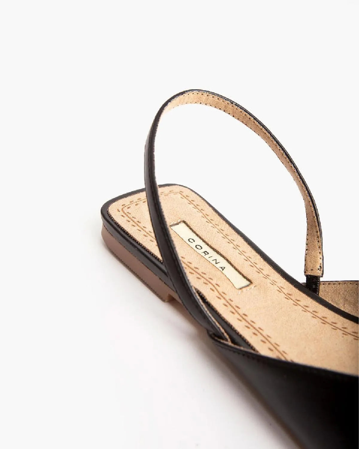 FLAT SLINGBACK WITH METAL DETAIL IN BLACK-Flats-CORINA- Pointure.AE