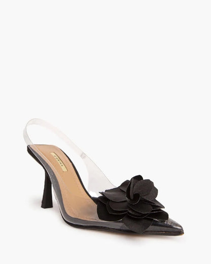 FLOWER DETAIL SLINGBACK IN BLACK-Sling Backs-CORINA- Pointure.AE