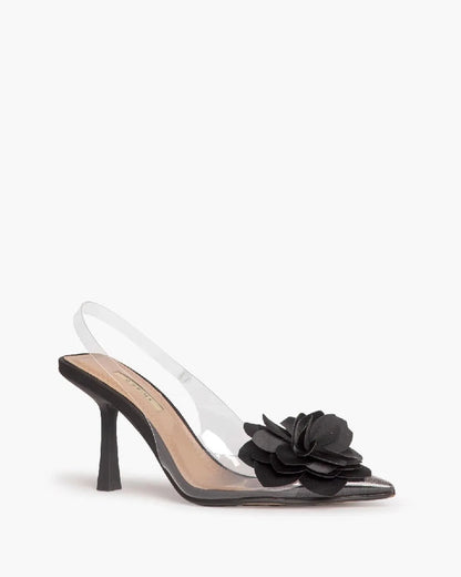 FLOWER DETAIL SLINGBACK IN BLACK-Sling Backs-CORINA- Pointure.AE