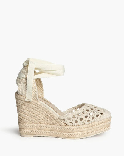 High Heel Braided Espadrille in Beige – Espadrilles by Corina | MĀJÅ