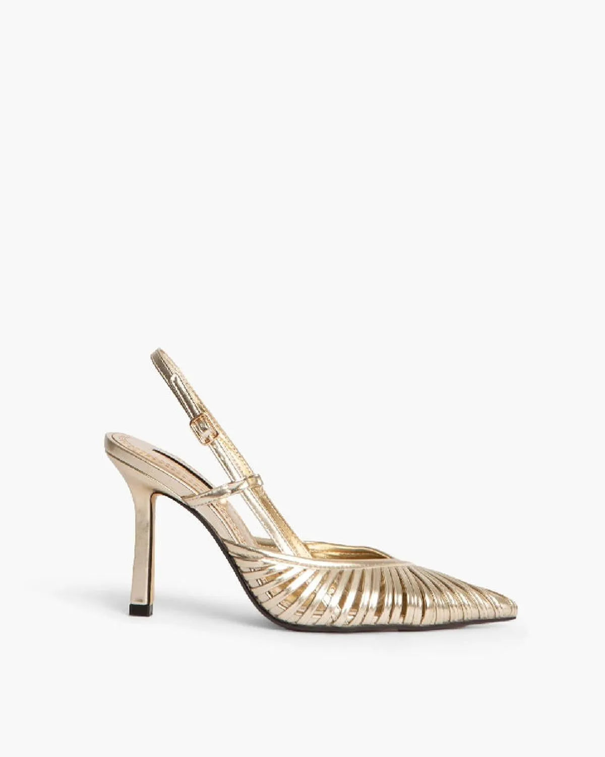 HIGH HEEL SLING BACK IN GOLD-Sling Backs-CORINA- Pointure.AE