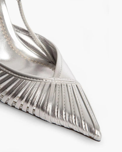 HIGH HEEL SLING BACK IN SILVER-Sling Backs-CORINA- Pointure.AE